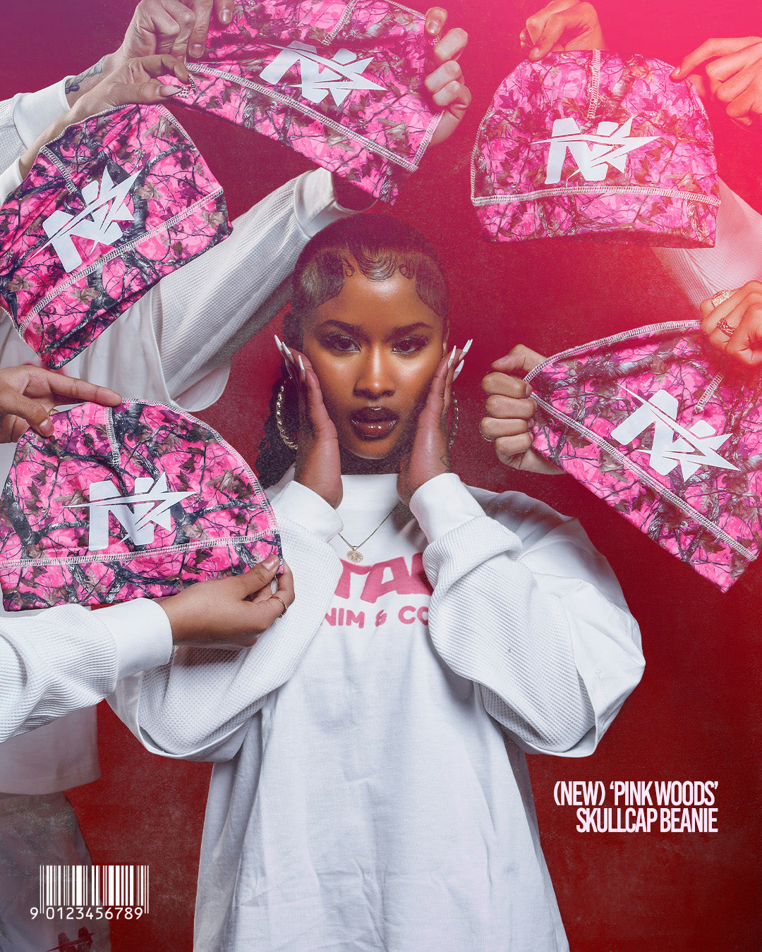 ‘pink woods’ skully cap